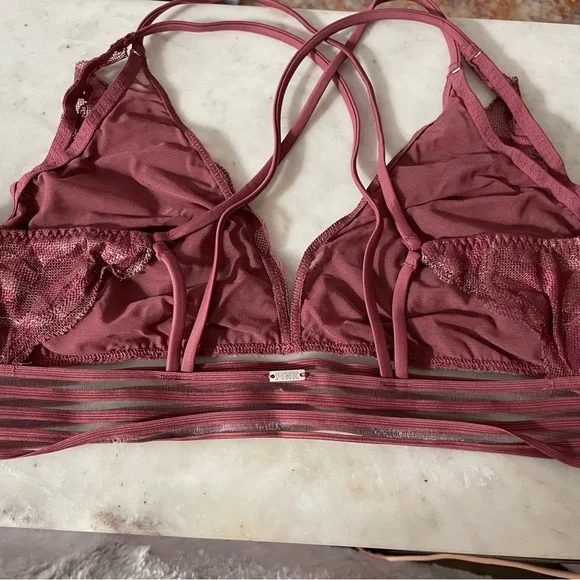 NEW - PINK by Victoria’s Secret (Size L) Unlined Lace Bralette in Burgundy - Picture 3 of 7